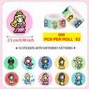 Cute Pixel Princess Dot Stickers Roll(2 x 500 pcs)