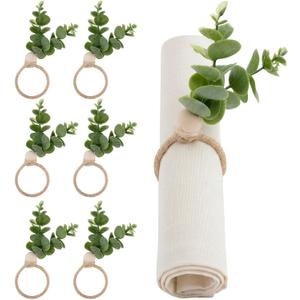 Yolyoo Napkin Rings Set of 12 Easter Napkin Rings Boho Wood Bead Leaf Farmhouse Napkin Rings for Wedding Easter Party Farmhouse Table Decor