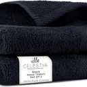100% Cotton Hand Towel Set of 2, (16 x 28 inches) Sustainable, Soft, Highly Absorbent, Quick Drying, Combed Cotton Hand Towels Pack of 2 Ideal for Hotels, Spa, Bathroom, Dorm, Black, Hand Towel - Pack of 02