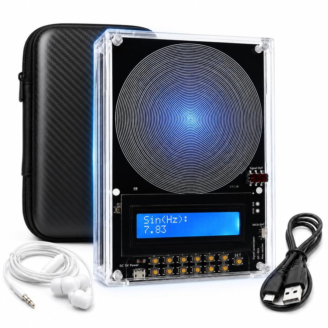 Frequency Generator for Healing 7.83hz Schumann Resonance Generator, Adjustable with Ultra-Soft Acoustic Earphones & Storage Case for Relaxation, Meditation, Focus