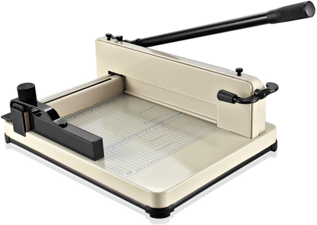 Flexzion Guillotine Paper Cutter 12" A4 Professional Industrial Heavy Duty Scrapbooking Metal Base Trimmer Machine 400 Sheet Capacity for Office Commercial Photocopy Printing Shop