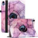 RLINGX Rotating Case for iPad (A16) 11th Generation 11 Inch (2025), iPad 10th Generation 10.9 Inch (2022), 360 Degree Rotating Multi-Angle Viewing Folio Stand Case, Auto Sleep/Wake (Purple Marble)