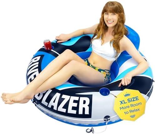 2025 New & Upgraded Sunlite Sports Heavy Duty River Tube Inflatable, Premium Water Float to Lounge Above Lake and River, Outdoor Water Raft Sport Fun, Recreational Use