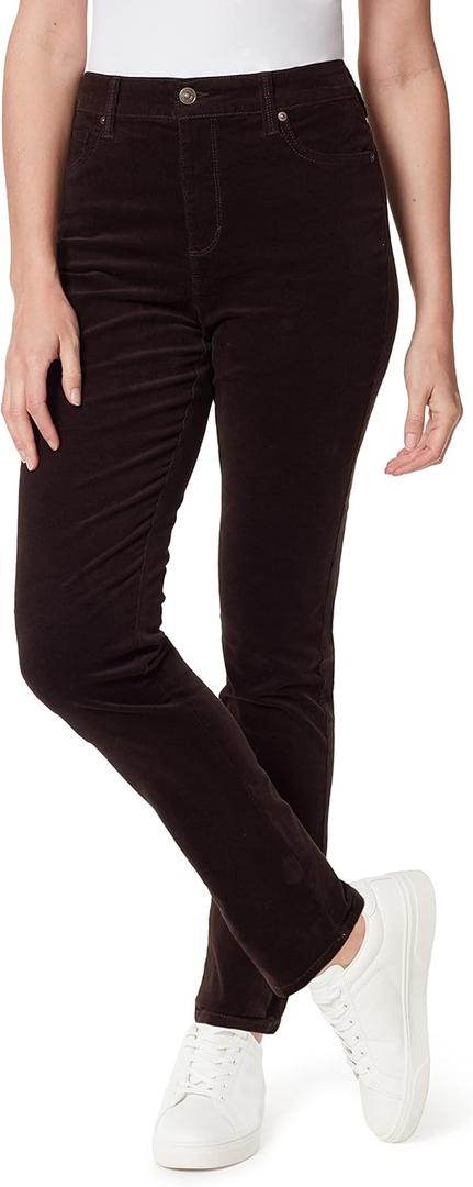 Gloria Vanderbilt Women's Amanda Corduroy Slim High Rise Pant 16 Short