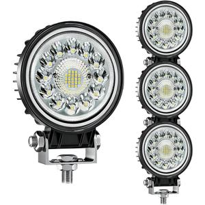 LED Work Lights, 4Pcs 4 Inch 99W Round Driving Fog Lights Spot Flood Beam Led Car Light, 12V 24V Off Road Accessories for Vehicle Golf Motorcycle Snowplow Boat RV ATV UTV SUV