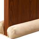 Twin Door Darft Stopper Weather Stripping Bottom of Door Seal Dust and Noise Blocker Gap 1.5 Inch Door Sweep Guard Insulation Adjustable 32-36 Inch (Cream White)
