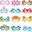 Harloon 36 Pcs Sea Animal Party Favors Under Ocean Paper Glasses Ocean Animal Photo Props for Fishing Birthday Party Supplies (Bright)