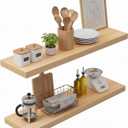 Lufia 28" Floating Shelves for Wall, Hanging Wall Shelves, Natural, 2 Pcs, 28" W x 7" D x 1.5" H