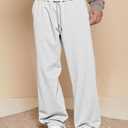 Men's Casual Baggy Wide Leg Lounge Travel Pants Streetwear with Pockets (Gray, M)