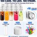 100 Pack 16.9 oz Plastic Cans with Lids, Clear PET Soda Can Cups