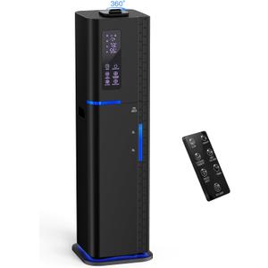 Zeova 10L/2.64Gal Humidifier, Top Fill Quiet Ultrasonic Cool Mist Humidifiers for Bedroom, Covers 550ft, 60H Runtime, 24H Timer, 3 Mist Modes Humidifier Large Room, Home, Office, Plants, Black