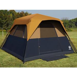 EVER ADVANCED 6 Person Blackout Camping Tent Instant Cabin Tents for Family with Rainfly, 60s Easy Setup, Water-Resistant (Orange)