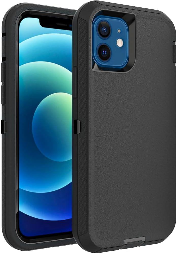Case for iPhone 12 mini, Heavy-Duty Tough Rugged Shockproof Drop Protective Cover Phone Cases, Black
