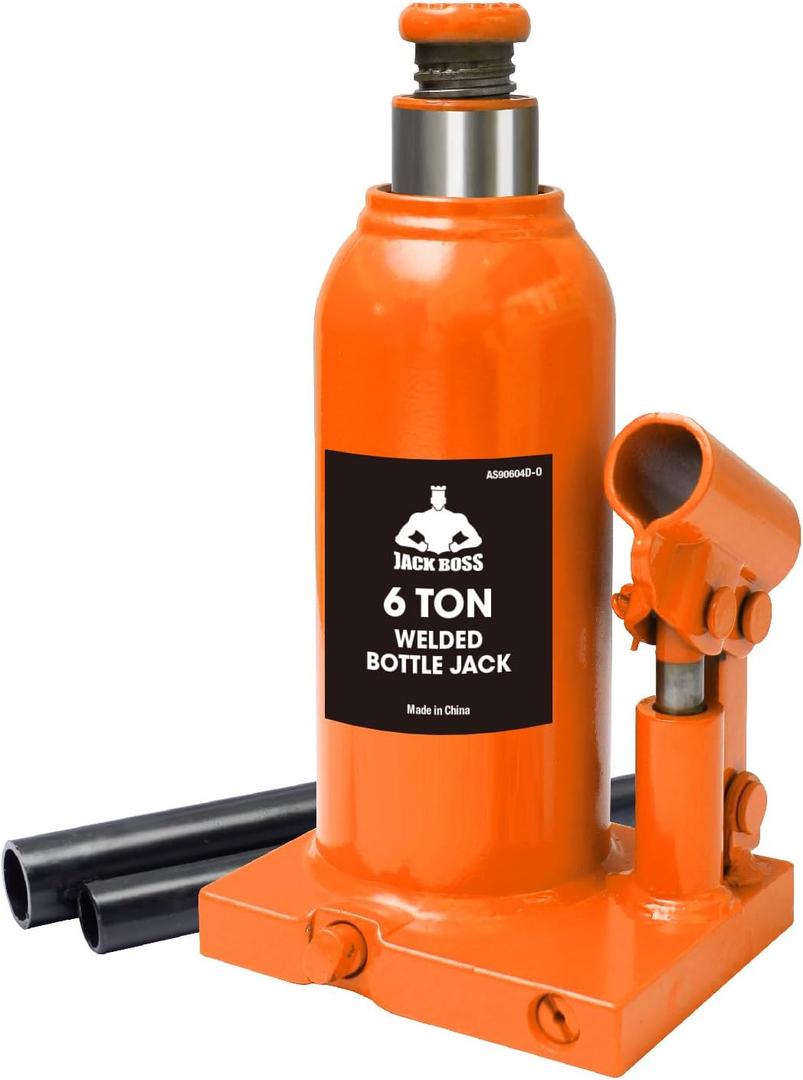 Jack Boss Bottle Jack 6 Ton (12,000 LBs) Hydraulic Car Jack, Fit for Auto Truck Repair and House Lift, Orange