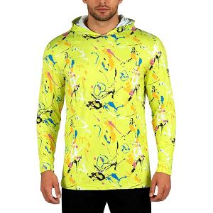 Men's UPF 50+ Sun Protection Hoodie Shirts UV SPF Hi Vis Long Sleeve Rash Guard Fishing Hiking T Shirts Quick Dry, Small