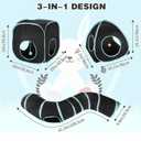 BWOGUE Bunny Tunnels & Tubes Collapsible Rabbit Hideout Tube and Foldable Cubes Playground Small Animal Activity Hideaway for Dwarf Rabbits Bunny Guinea Pigs Kitty (Blue Black)