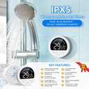 Waterproof Shower Timer - Large LED Screen with Waterdrop Progress Bar | ADHD Tool for Kids Adults, 4 Volume, Battery Powered Digital Countdown Count-up Stopwatch for Bathroom Toilet
