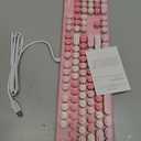 Cute Pink Keyboard Wired, with White Backlit Typewriter, Volume Knob, Light Switch Button, and Foldable Stands, Full Size with Number Pad for Computer PC Lapto