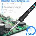 Soldering Iron Kit, 100W LED Digital Solder Gun kits with Ceramic Heater, Adjustable Temperature Welding Tools with Tips, Wick Braid, Stand, Solders Wire, Sponge, Flux Paste, Black