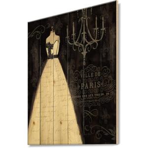 French Couture I Traditional Wood Wall Decor, Black Wood Wall Art, Large Fashion Wood Wall Panels Printed On Natural Pine Wood Art (32"L x 24"W)