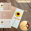 6 Pack Artificial Sunflower with Stem and Big Head Fake Silk Flowers Bulk + Greeting Cards, Faux Sunflower Bouquet for Birthday Gift, Mother's Day Decor
