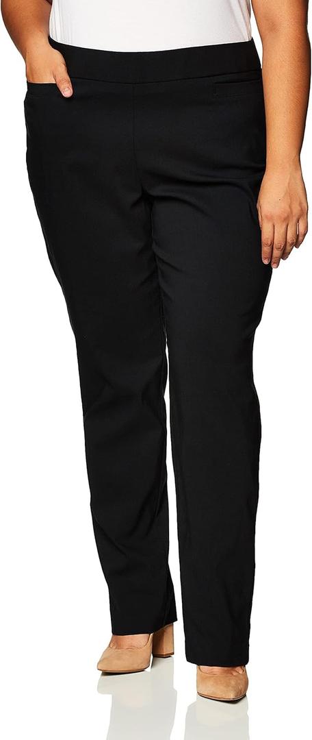 Briggs New York Womens Plus-Size Super Stretch Millennium Welt Pocket Pull-on Career Pants, Black, 18 US