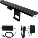 GE Amplified HD Digital TV Antenna, Long Range Smart TV Antenna, Easy Mount on Top of TV Design, Supports 4K 1080P HDTV VHF UHF, Indoor Amplified Signal Booster, 5ft Coax HDTV Cable/AC Adapter, 37075