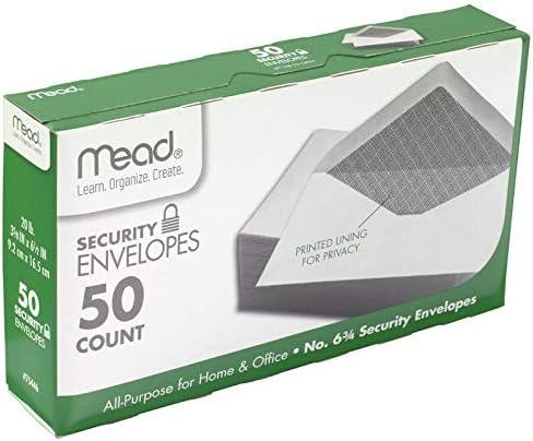 Mead 3-5/8 in. W x 6-1/2 in. L No. 6 3/4 White Security Envelope 50 pk - Total Pack: 12; Each Pack Qty: 50, Total Qty: 600
