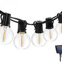 KLED LED Solar String Lights Outdoor 18Ft Waterproof Hanging Lights with 12 Shatterproof Bulbs & 4 Light Modes, Outside Backyard Lights for Patio Market Bistro Porch Cafe Decor
