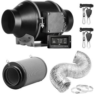 iPower 4 Inch Inline Duct Ventilation Smart Fan (Support Alexa) for Grow Tent, Black