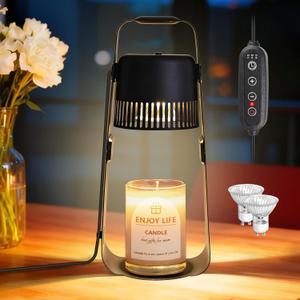 Moremili Candle Warmer Lamp with Timer Dimmable: Electric Wax Melter Light for Yankee Candles - Birthday Christmas Gifts for Women Mom, House Warming Gifts New Home Decor Black Metal