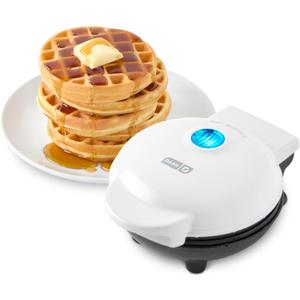 Dash Mini Waffle Maker- Compact Electric Iron for Creative Homemade Treats - PTFE nonstick surface - Easy-to-Clean - Perfect for Kids & Families - White
