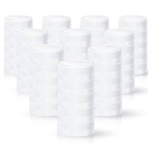 Rozer 50 Pcs White Plastic Bottle Caps 38 mm for Empty Juice Bottles, Tamper Seal Lids Container Lids Bottle Caps for Crafts DIY, 4, 8, 12, 16, and 32 oz Container
