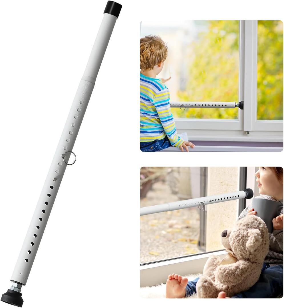 Sliding Door Lock, 18-50 inches Adjustable Sliding Door Security Bar, 1 Inch Heavy Duty Sliding Glass Door Lock Bar for Window, Patio, Bacony, Apartment, White
