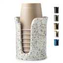 Bathroom Cup Dispenser 3 Oz, Bathroom Cup Holder for Dixie Cups Mouthwash Cup Dispenser, Small Paper Cups Holder for Bathroom Countertop, Ceramic, Speckled White