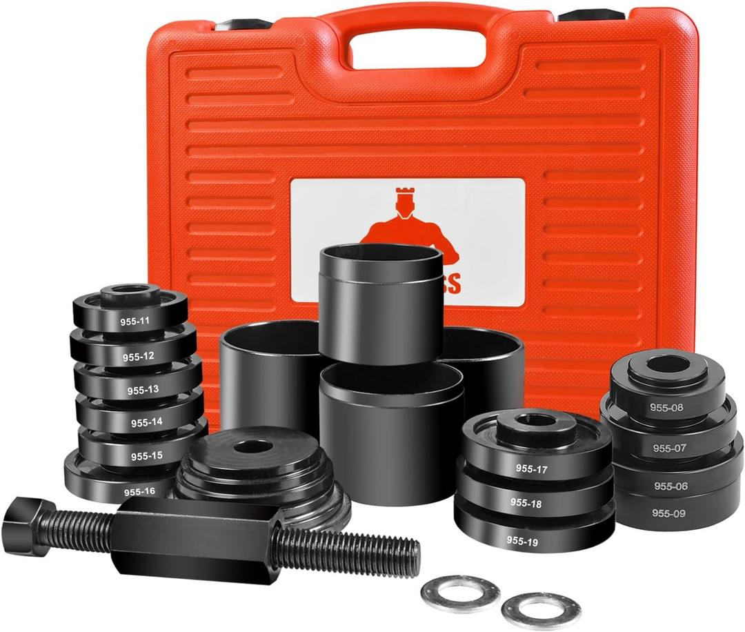 Wheel Bearing Press Kit for Front Wheel Drive Bearing Removal & Installation, 24pc Wheel Bearing Removal Tool Set with Sliding Screws Universal Bushings Sleeves Storage Case