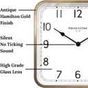 Presentime & Co. 16" Anton Vintage Square Clock, Silent No Ticking, Wall Art and Timepiece for Home Decoration/Wall Dcor, Antique Hamilton Gold Color