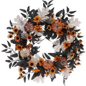 Boston International Halloween Wreath for Front Door and Wall Spooky Decorations, 22-Inches, Halloween Haven