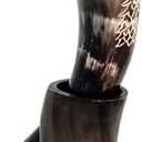 Viking Wolf Drinking Buffalo Horn Mugs - for Men and Women - Real Mugs - Viking Wolf Mug Cup for Mead & Beer Ale, White With Brown Color