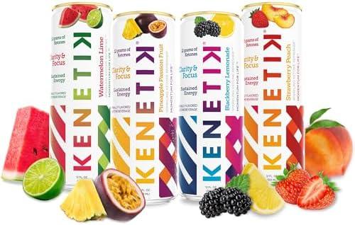 Kenetik Nootropic Ketone Drink, Ketones for Energy & Focus, Caffeine & Sugar Free, High Performance D-BHB Ketone Mix, Fuel w/Zero Crash or Jitters, Ready to Drink - Variety 12 Pk (BB: 12/20/2026)