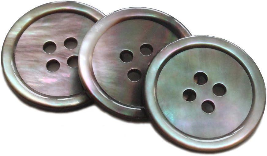 YaHoGa 22 Pieces Genuine Black Mother of Pearl Blazer Buttons Set 20mm & 15mm Natural MOP Buttons for Men (Black MOP)