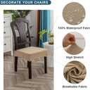 Genina Waterproof Seat Covers for Dining Room Chair Covers Waterproof Dining Chair Covers (6 PCS-Rear-gapped, Khaki)