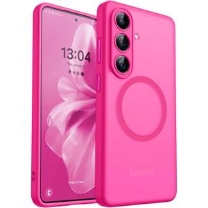 CANSHN Designed for Samsung Galaxy S26 Plus Case (6.7 inch), Upgraded [Full Camera Protection] [Compatible with Magsafe] [Translucent Matte] Shockproof Protective Phone Cover, Hot Pink