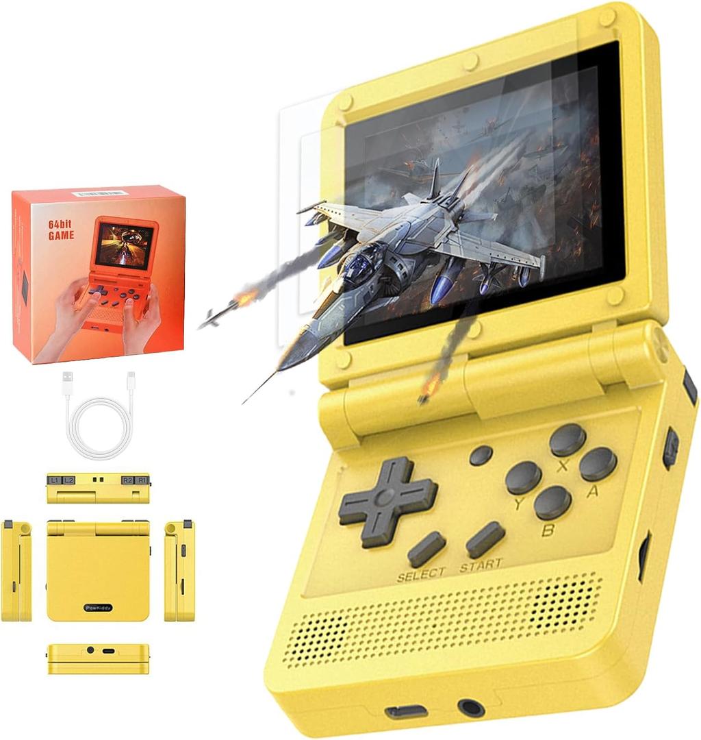 GoolRC Retro Handheld Game Console, with 16G Built-in 2000 Classic Games, Portable Hand Held Open Source Linux System 3.0-in HD IPS Screen Handheld Game Console (Yellow 16GB)