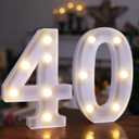 40th Birthday Decoration Light Up Letters, Battery Powered LED Numbers Marquee Number Sign for 40th Party Home Decor Night Light