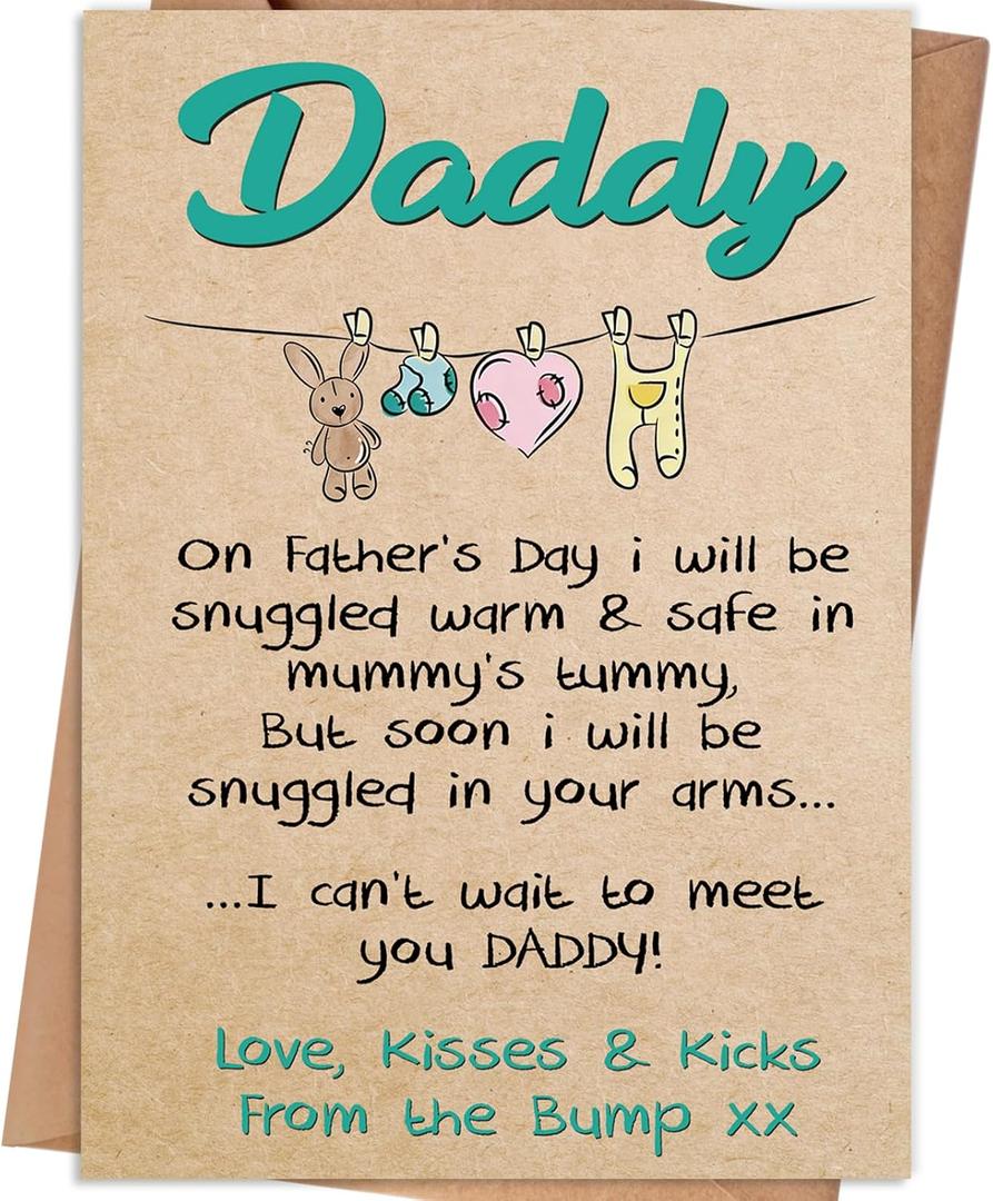 2 x Father To Be Fathers Day Gift, Father's Day Card Gifts for Expectant Dad & Dad To Be, Fathers Day Card Gifts from the Bump Baby