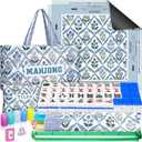 179 Pcs Complete American Mahjong Tiles Set with Bags, Blue Flower