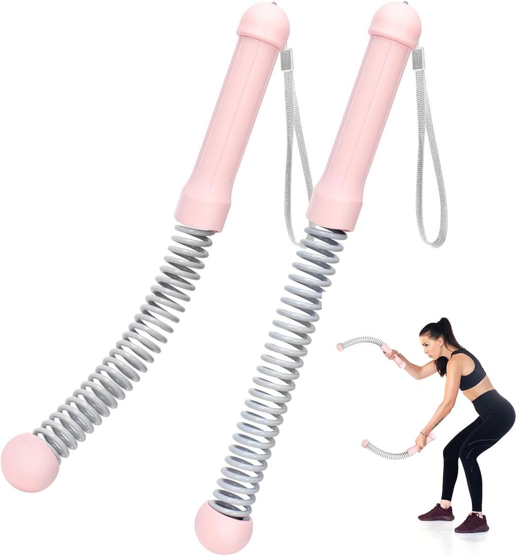 TRELC Upgrade Weighted Ropeless Battle Ropes, 2PCS Cordless Battle Rope for Home Gym, HIIT, Strength, Quiet Portable Training Rope, Workout Ropes Versatile Fitness Equipment for Men Women (Pink)