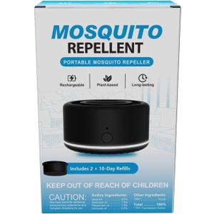 Mosquito Repellent Outdoor Patio, Portable Repellent Device Plant-Derived Mosquito Repeller, Rechargeable Personal Shield for Camping & Outdoor(2 Refills Included)