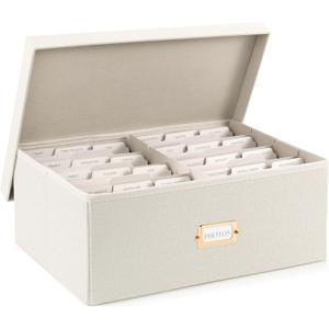 ZICOTO Decorative Photo Storage Box - Sturdy Linen Photo Organizer with Dividers is Perfect to Store Up to 1700 Pictures and 5x7 Photos - Portable Scrapbook Storage Containers with Lid (Beige)